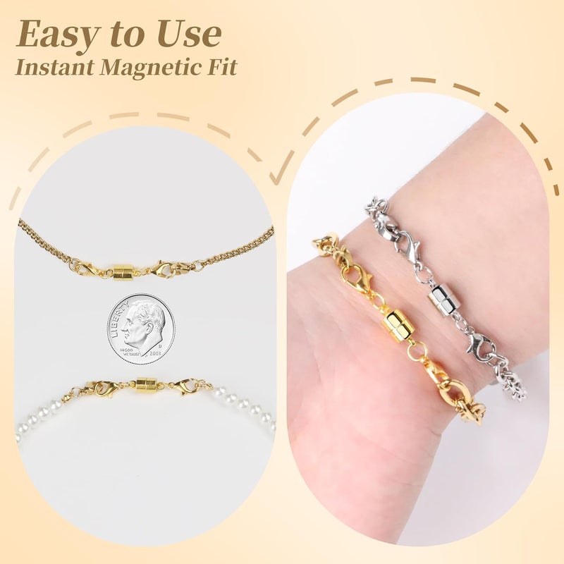 SUTQIGUI Magnetic Necklace Jewelry Clasps and Closures with Double Lobster Clasp, Silver Magnetic Jewelry Clasps for Necklaces, Bracelet Necklace Extenders for Women (12PCS) - Image 3